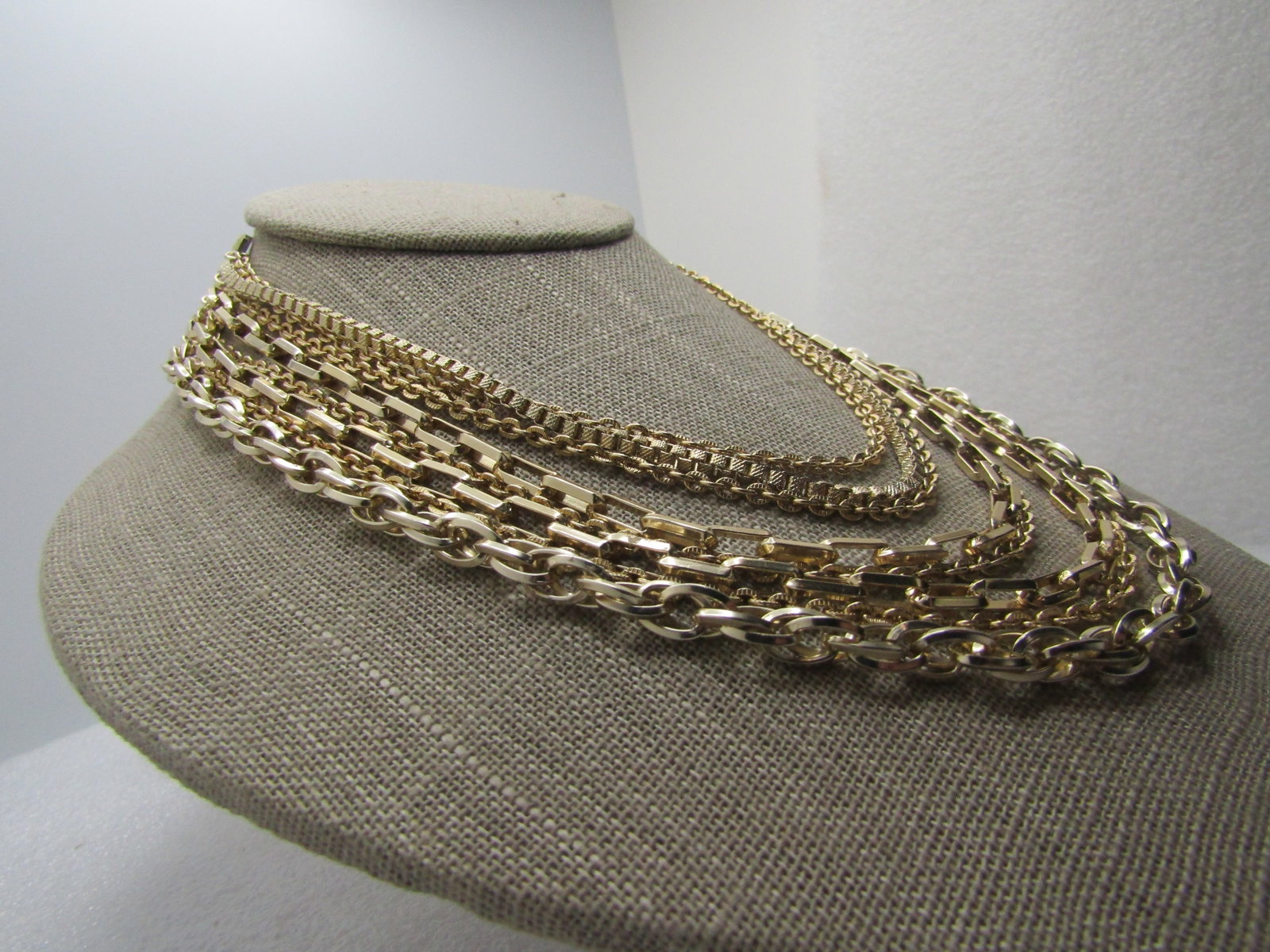 Vintage Eight Strand Necklace, 18", West Germany, Mixed Links, 1960's-1970's - 3