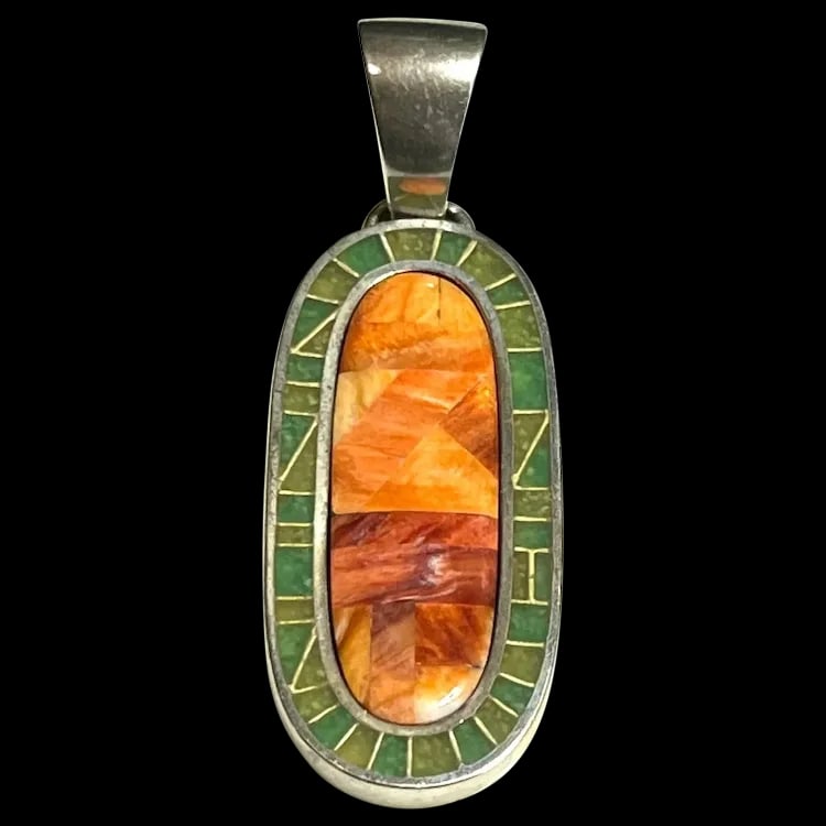 Carolyn Pollack Turquoise and Spiny Oyster Shell Inlay Pendant (1 of 5)