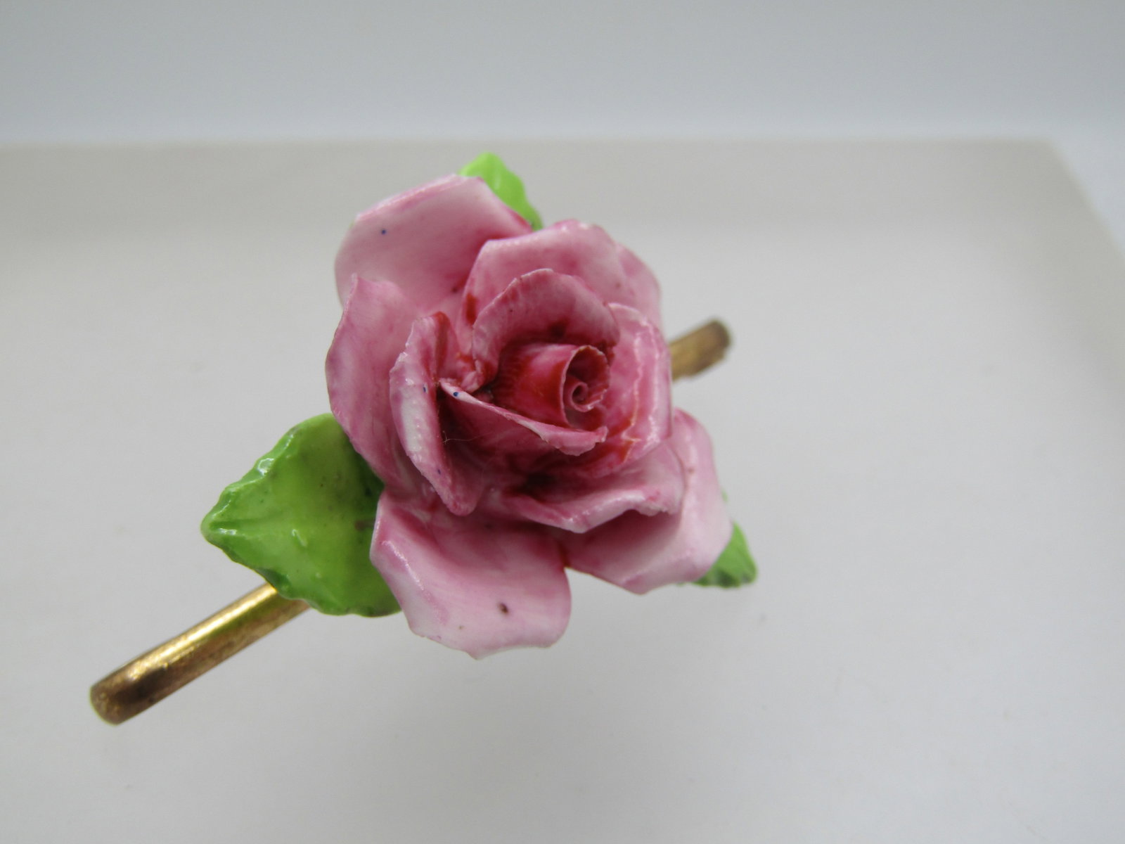 Vintage Porcelain Rose Brooch, England, 1950's-1960's - 2