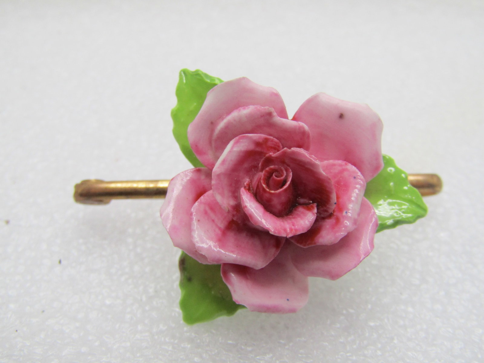 Vintage Porcelain Rose Brooch, England, 1950's-1960's - 5