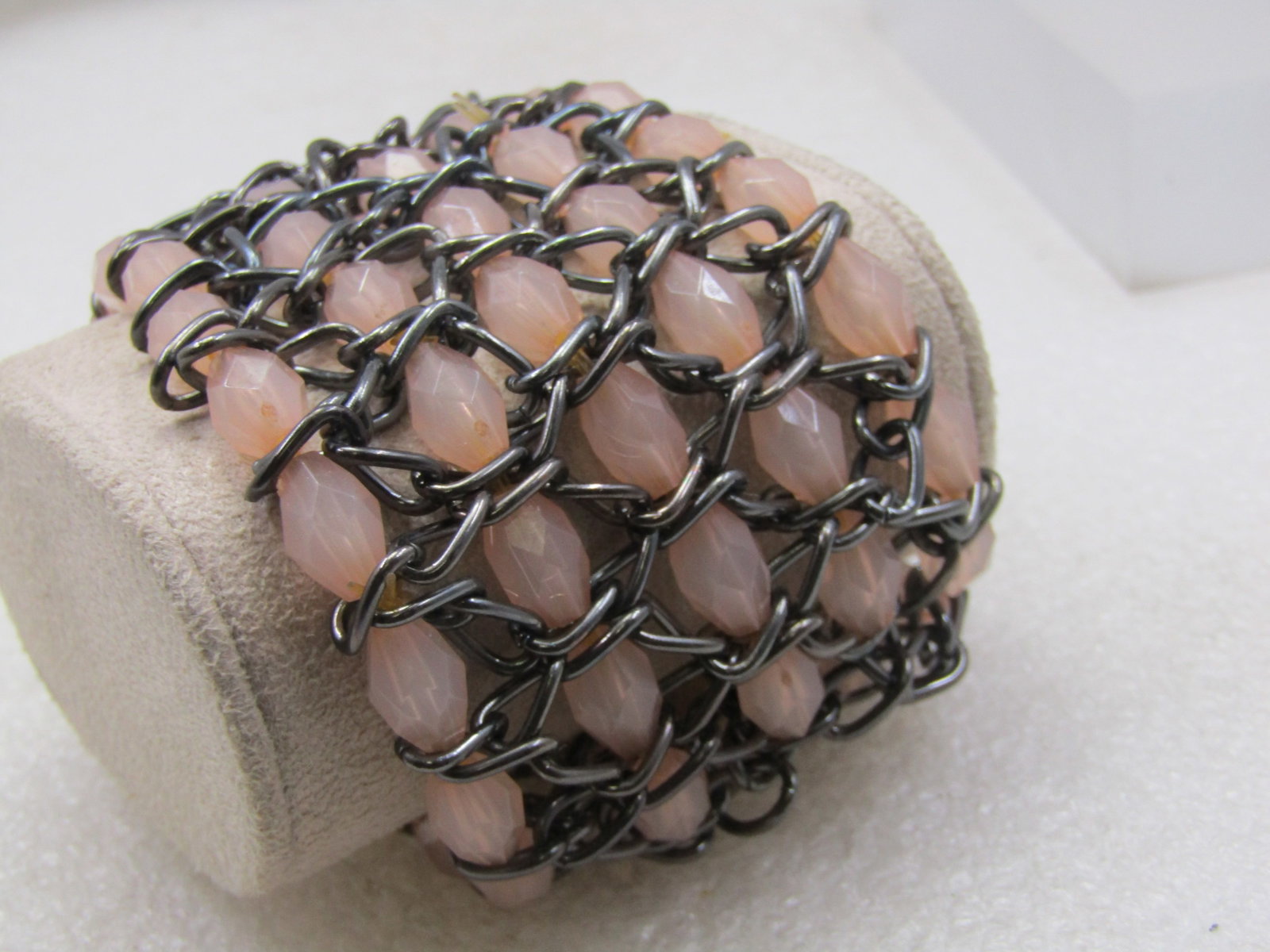 Pink Faceted Wide Chain Stretch Bracelet, 2", 1980'S-1990'S (1 of 5)