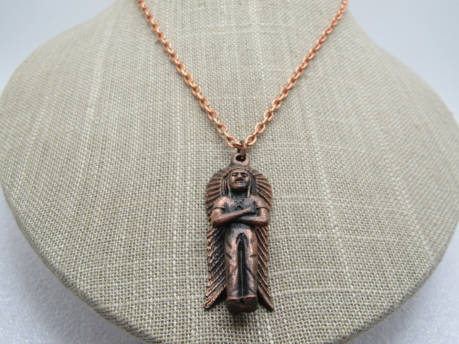 Vintage Copper Indian Chief Necklace, 24", 1960's-1970's - 3