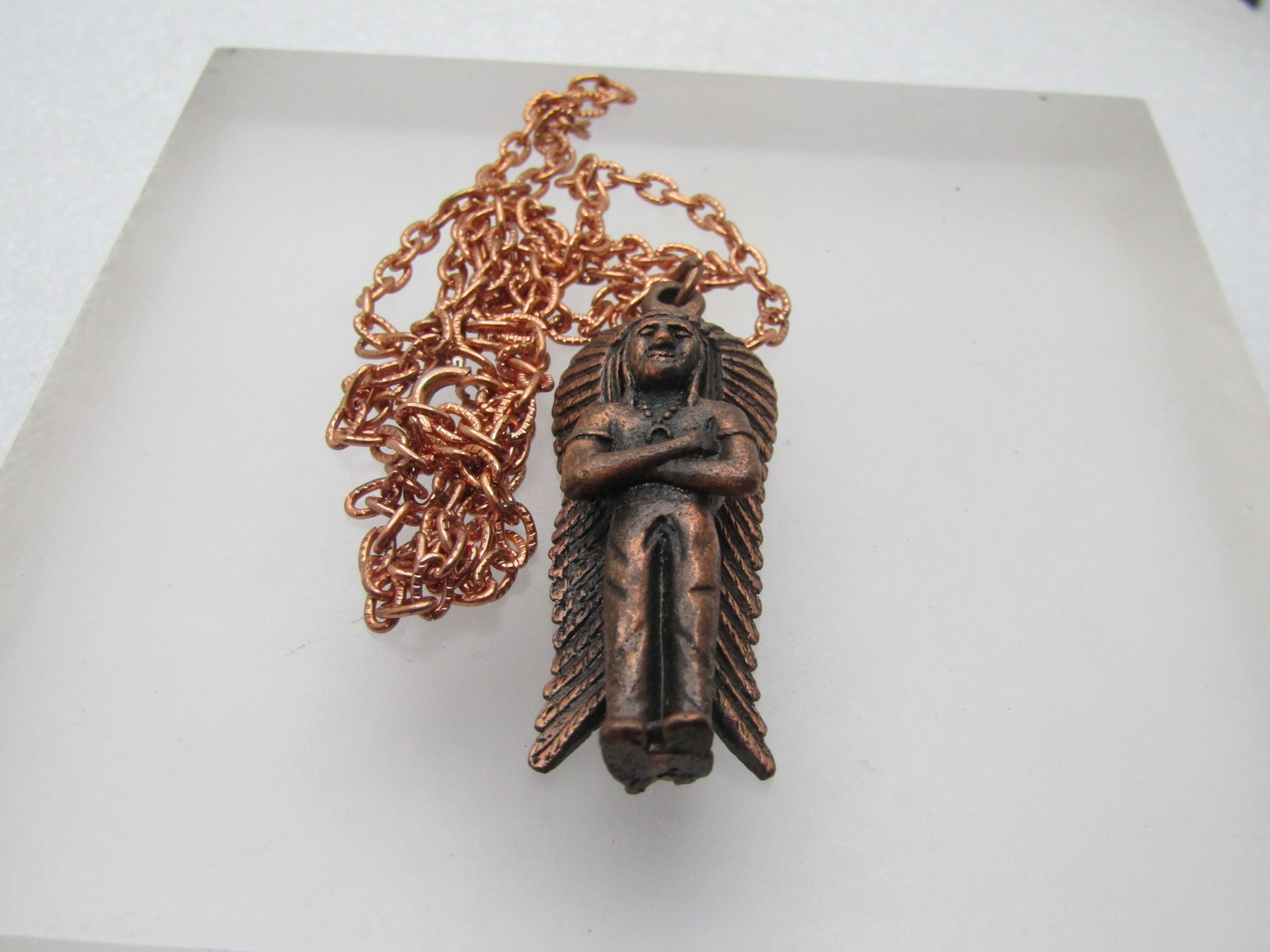 Vintage Copper Indian Chief Necklace, 24", 1960's-1970's - 5