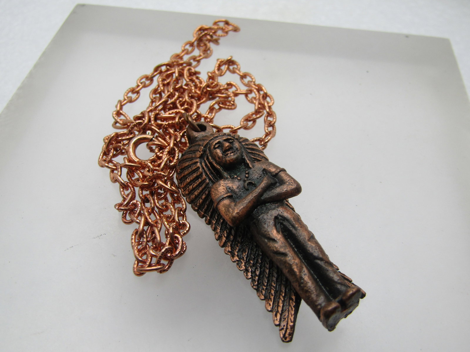 Vintage Copper Indian Chief Necklace, 24", 1960's-1970's - 6