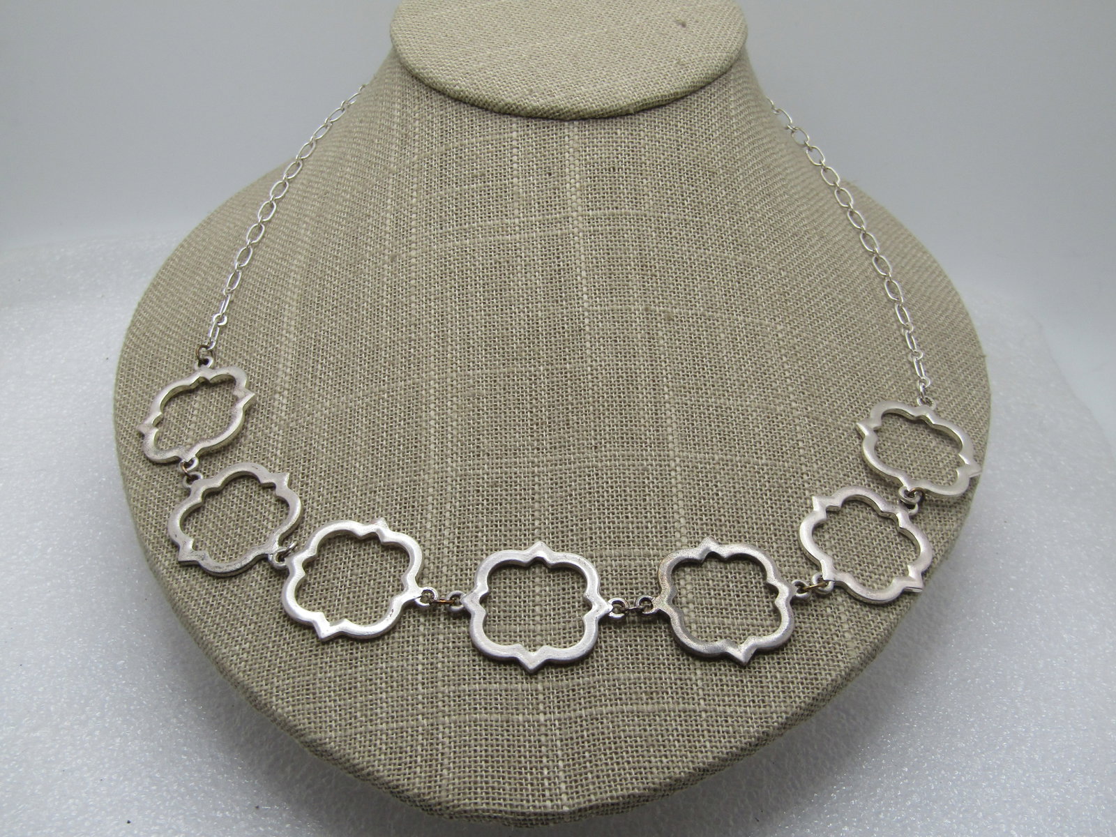 Vintage Silver Tone Fancy Link Necklace, Satiny & Shiny, 20", 1980's-1990's (1 of 6)