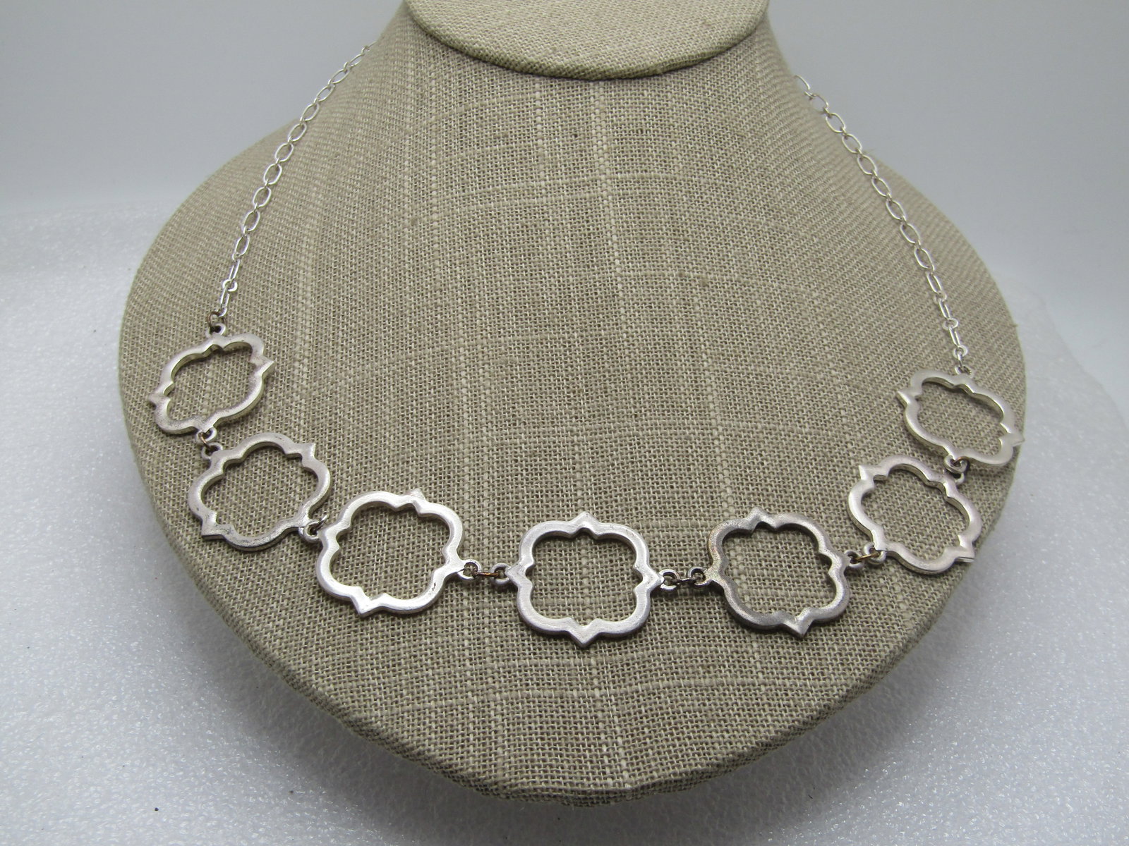 Vintage Silver Tone Fancy Link Necklace, Satiny & Shiny, 20", 1980's-1990's - 2