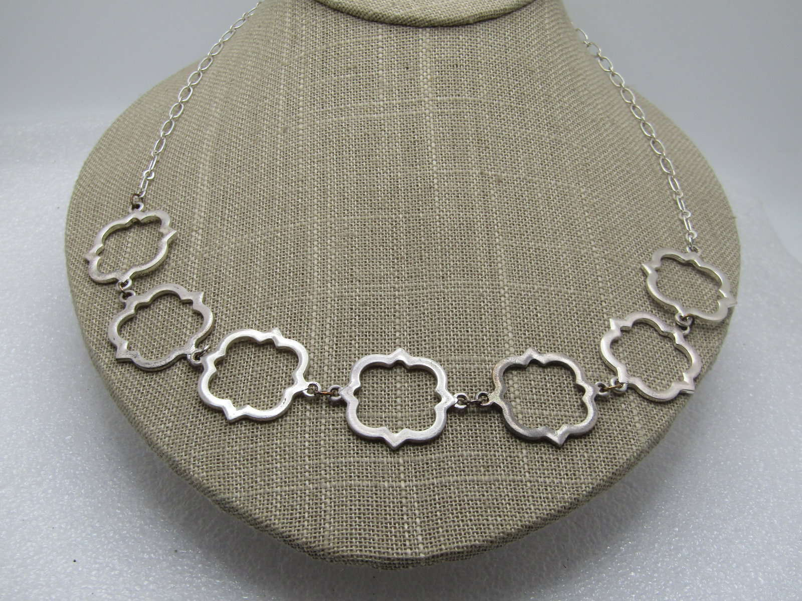 Vintage Silver Tone Fancy Link Necklace, Satiny & Shiny, 20", 1980's-1990's - 3