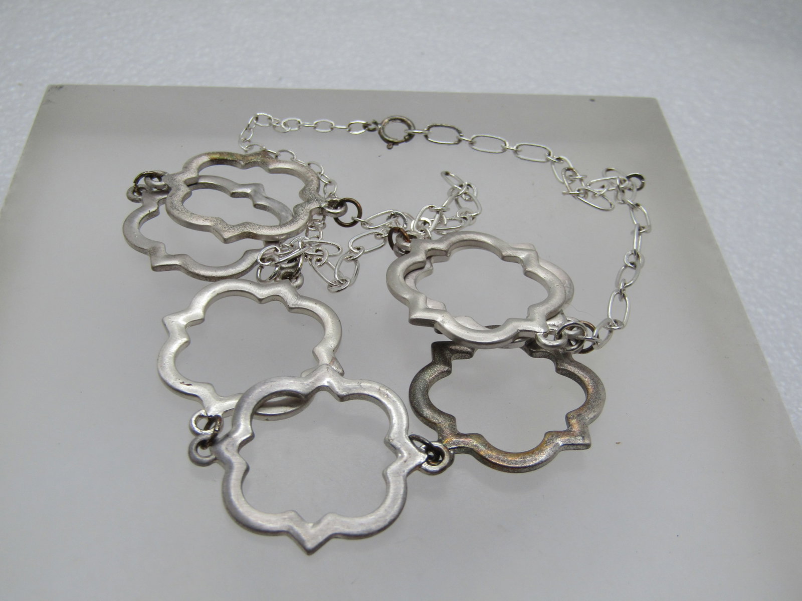 Vintage Silver Tone Fancy Link Necklace, Satiny & Shiny, 20", 1980's-1990's - 5