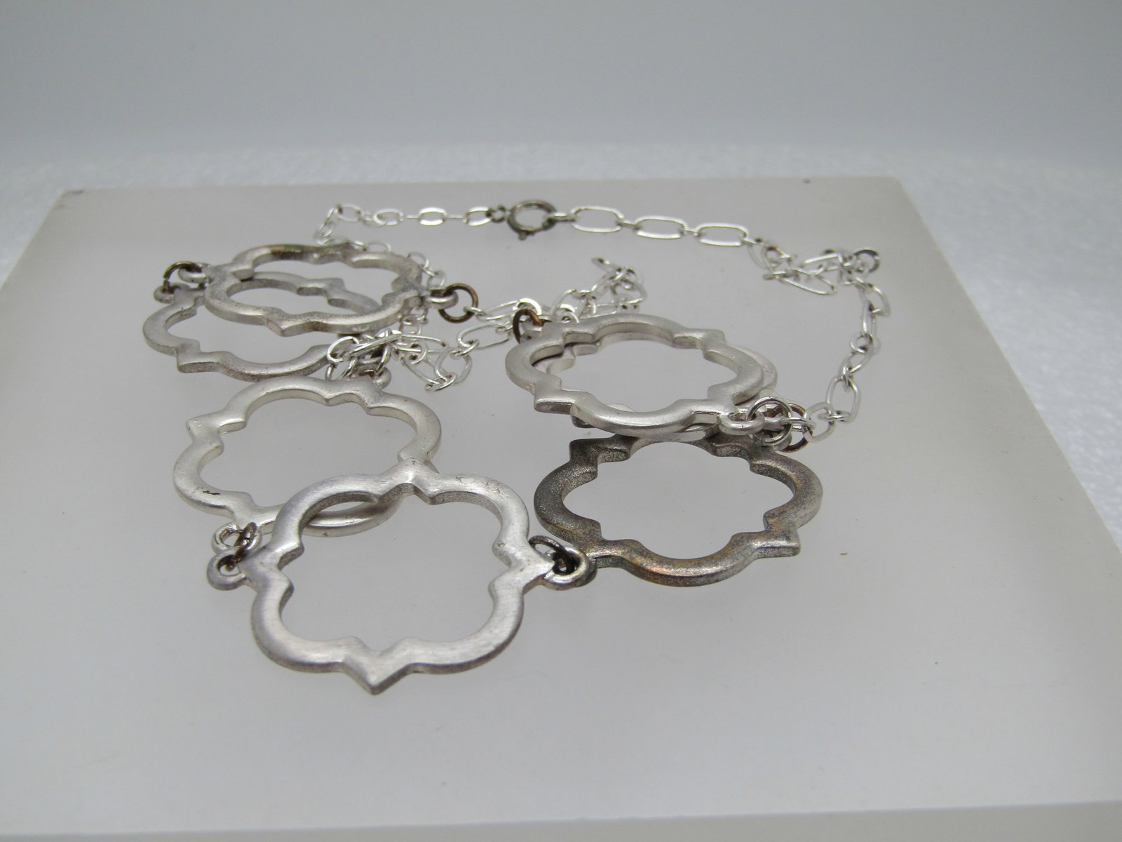 Vintage Silver Tone Fancy Link Necklace, Satiny & Shiny, 20", 1980's-1990's - 6