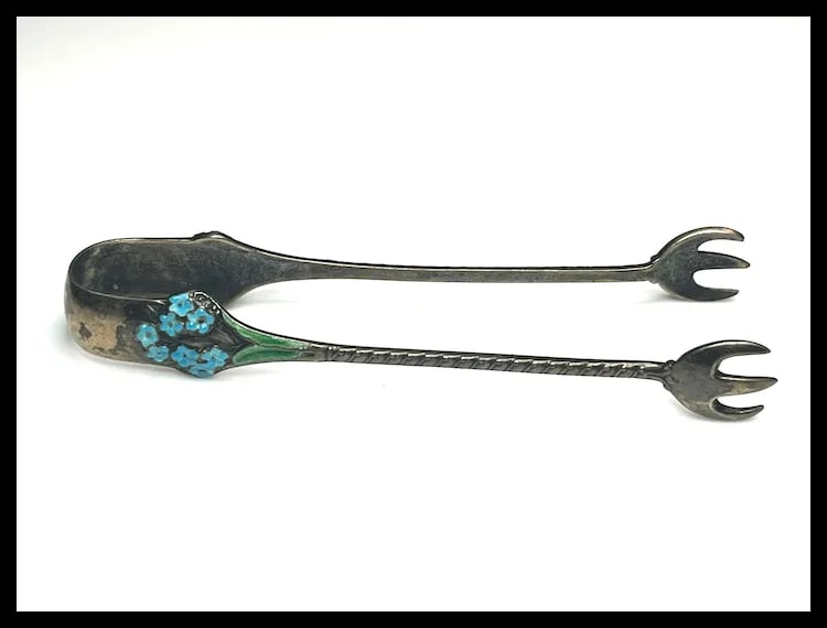Vintage Sterling Silver and Enamel Forget Me Not Spoon - 3
