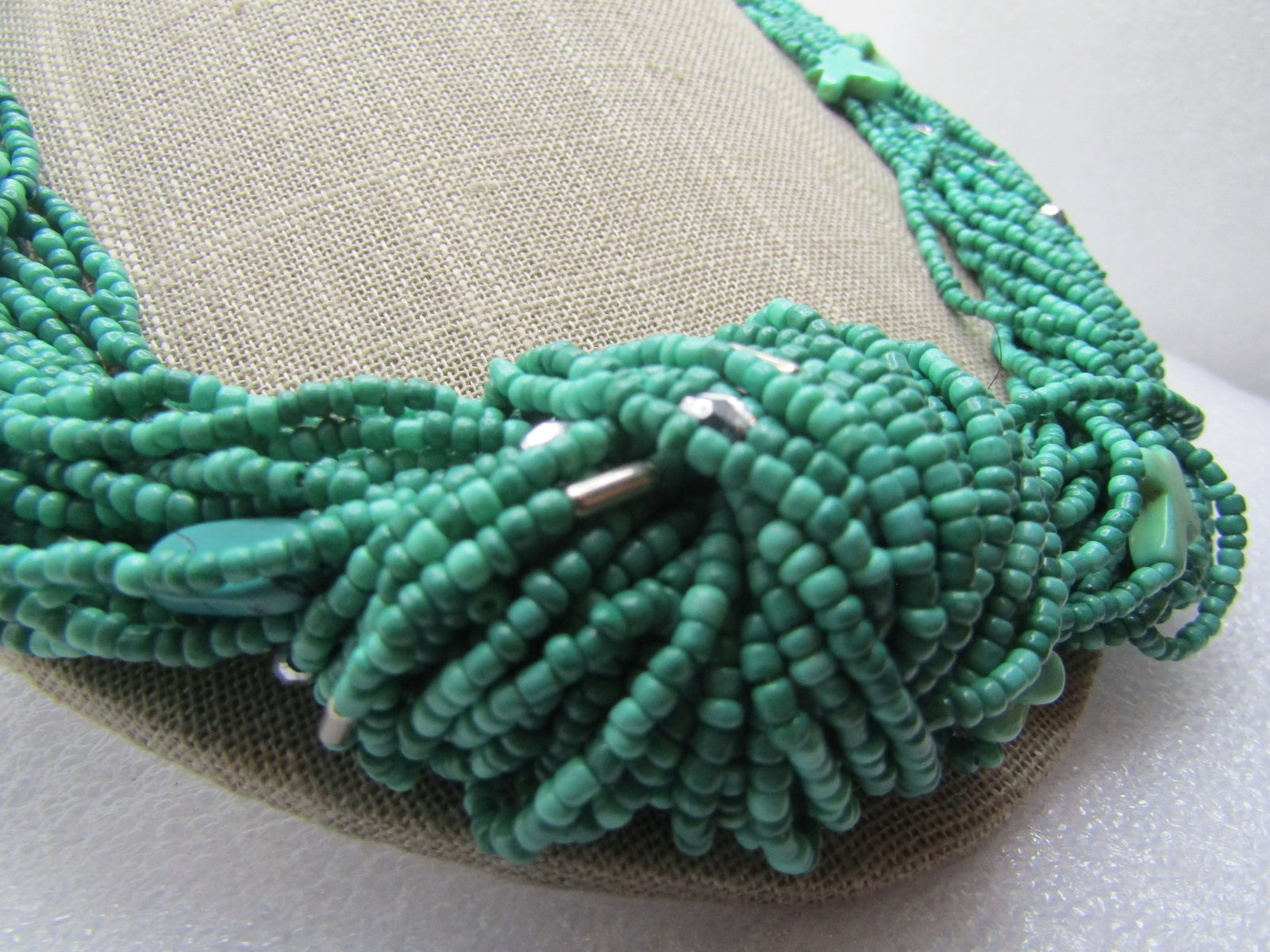 Vintage Turquoise Seed Bead & Cross Necklace, 23", 1980's - 4