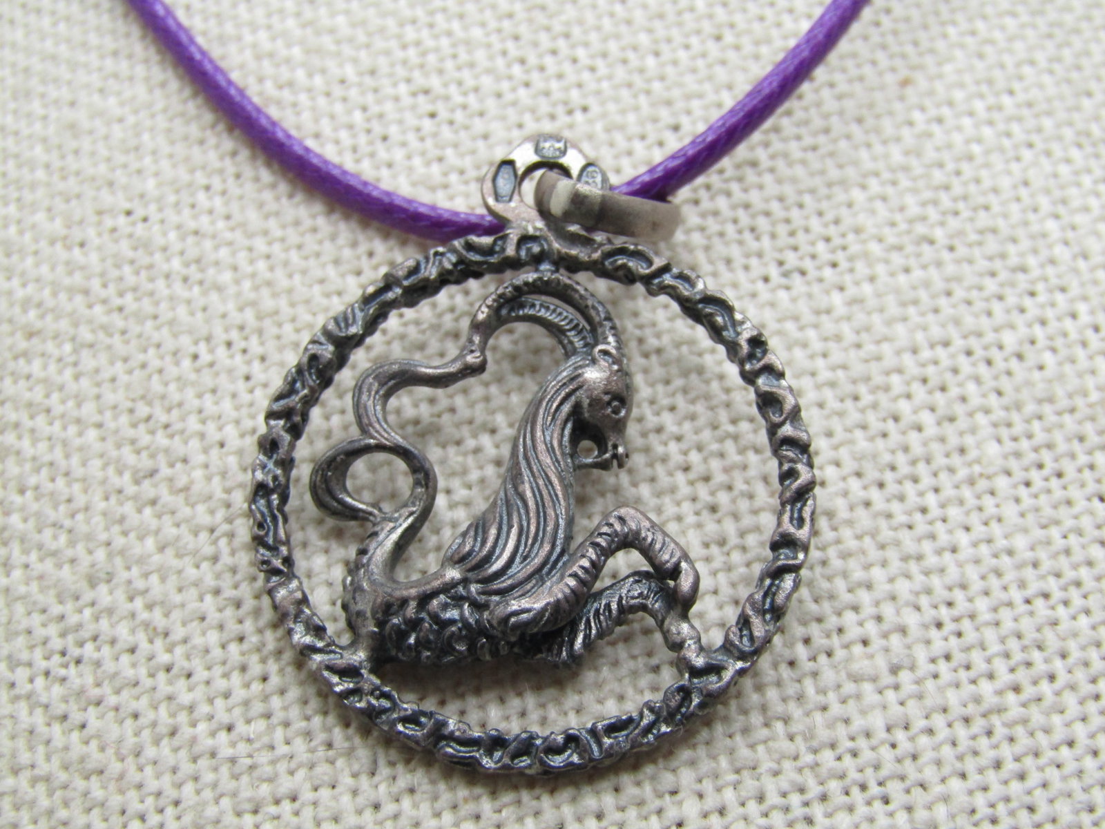 Vintage Sterling Capricorn Goat Necklace, 20", Signed Unoaerre - 5
