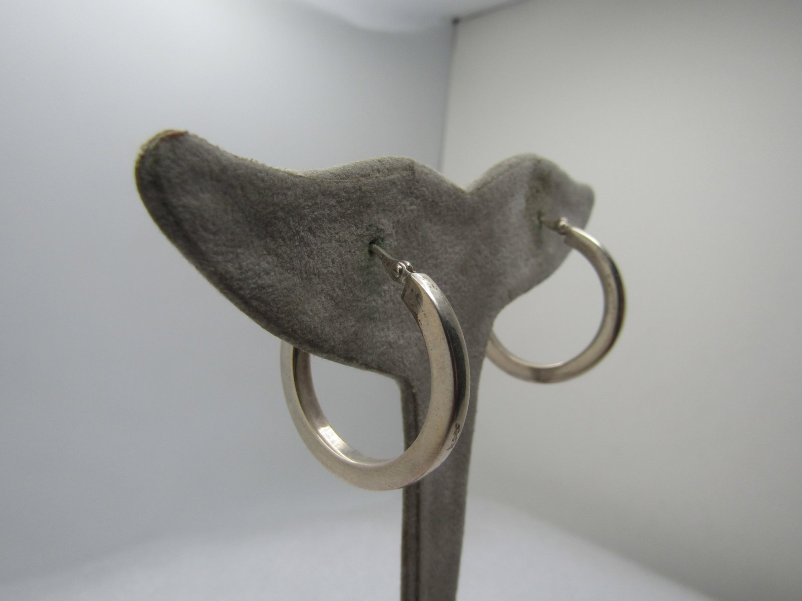 Vintage Sterling Hoop Earrings, Pierced, 1", 1980's-1990's - 2
