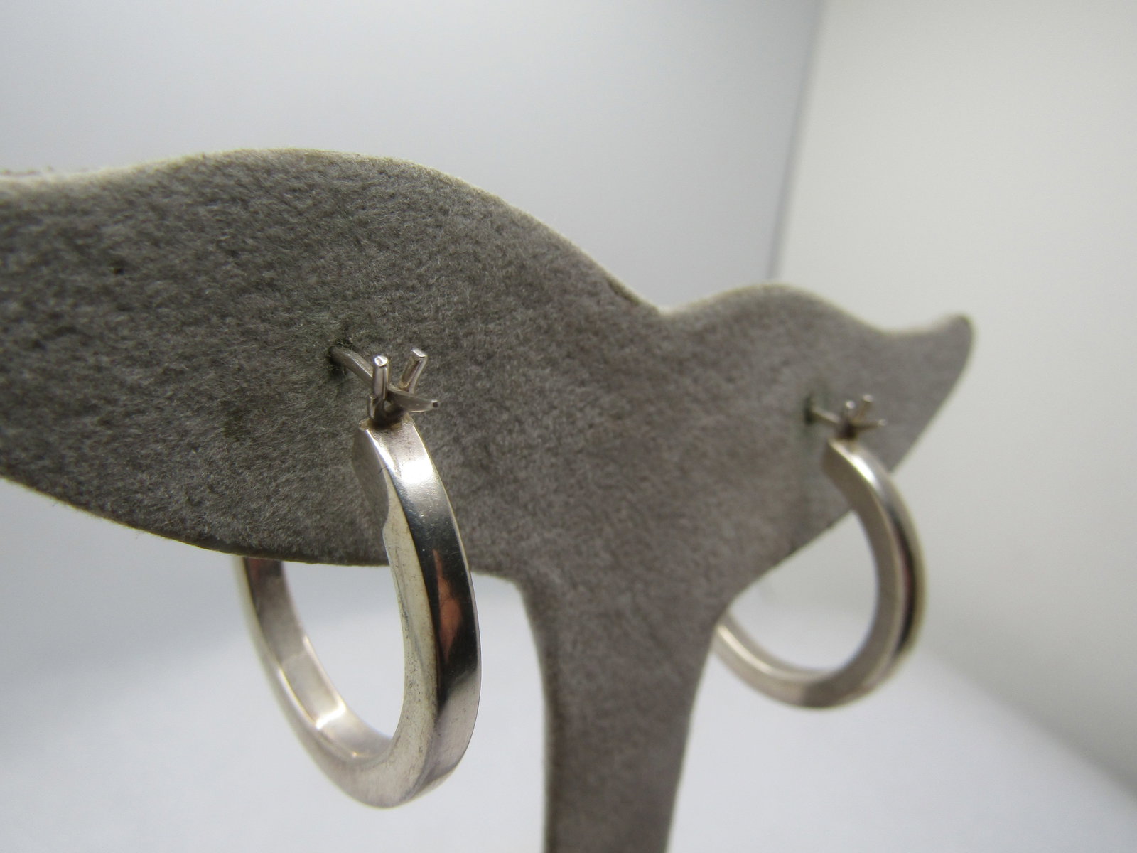 Vintage Sterling Hoop Earrings, Pierced, 1", 1980's-1990's - 4