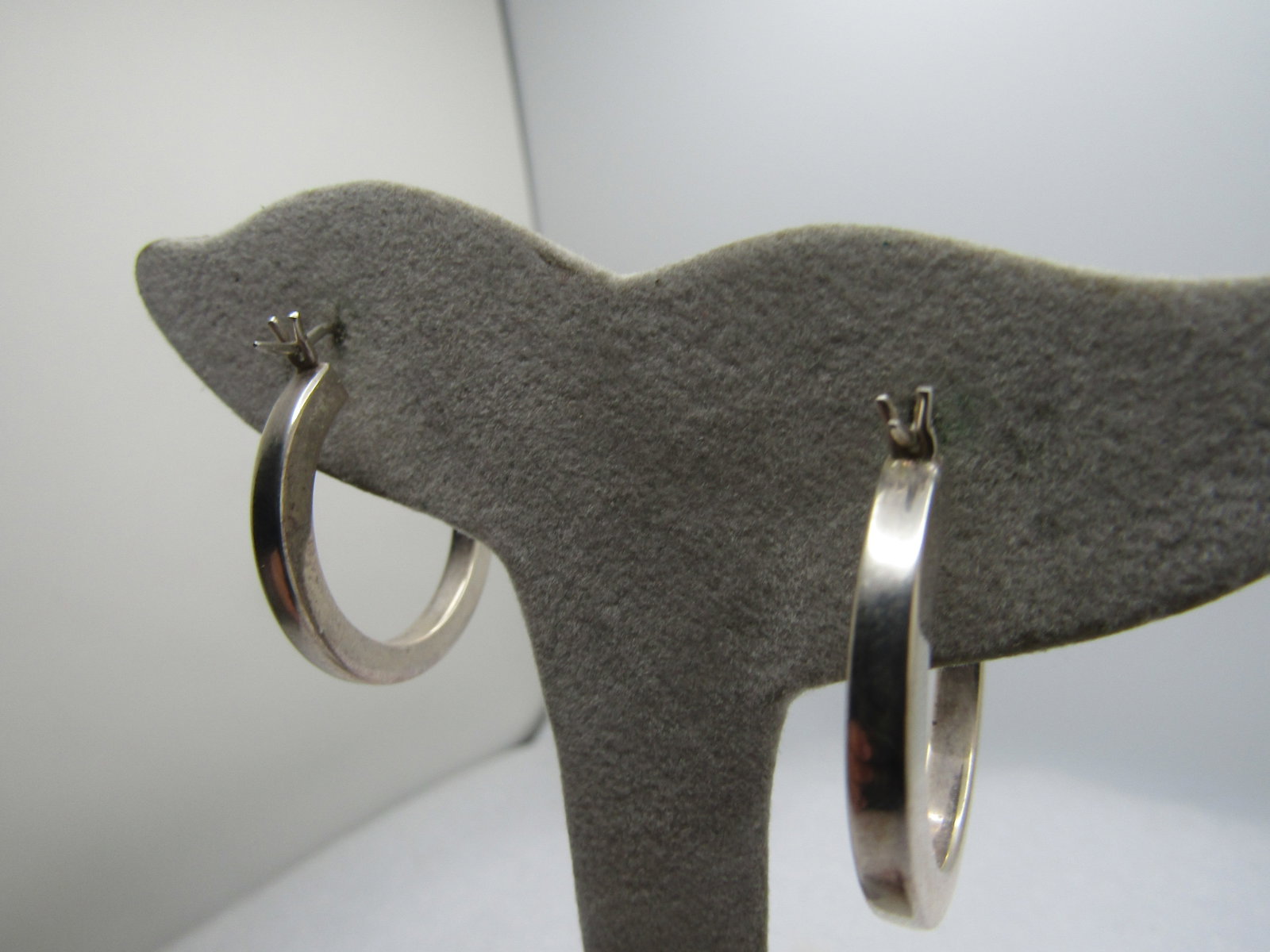 Vintage Sterling Hoop Earrings, Pierced, 1", 1980's-1990's - 5