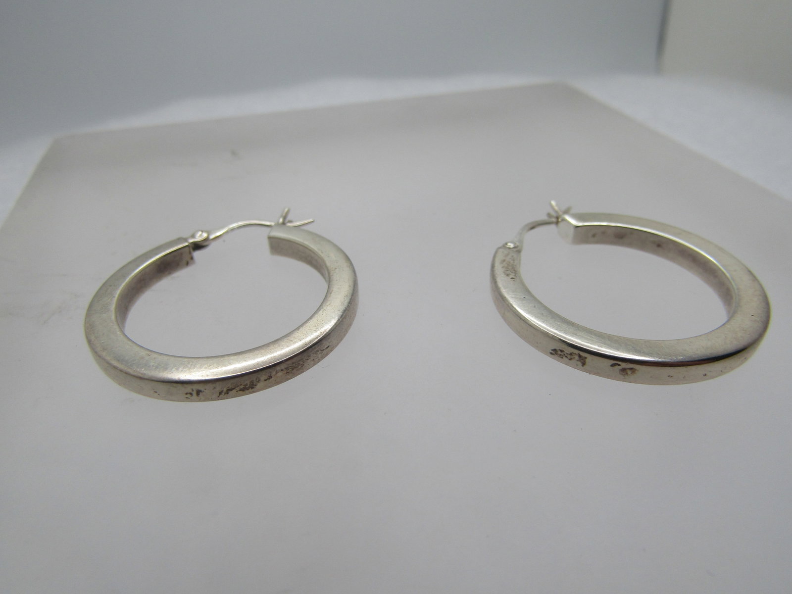 Vintage Sterling Hoop Earrings, Pierced, 1", 1980's-1990's - 6