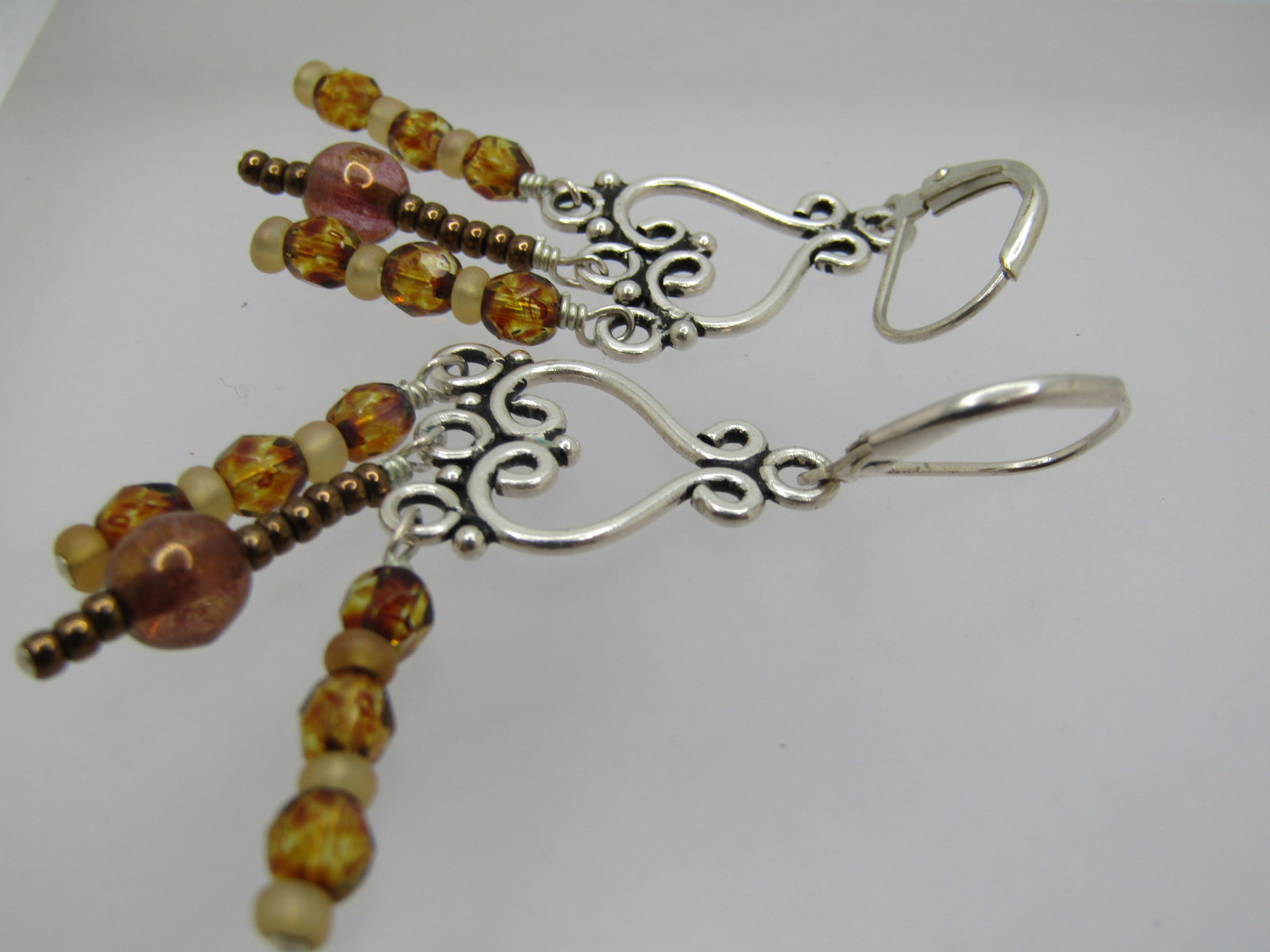 Silver Plated Chandelier Earrings, Leverback. 1990's - 6