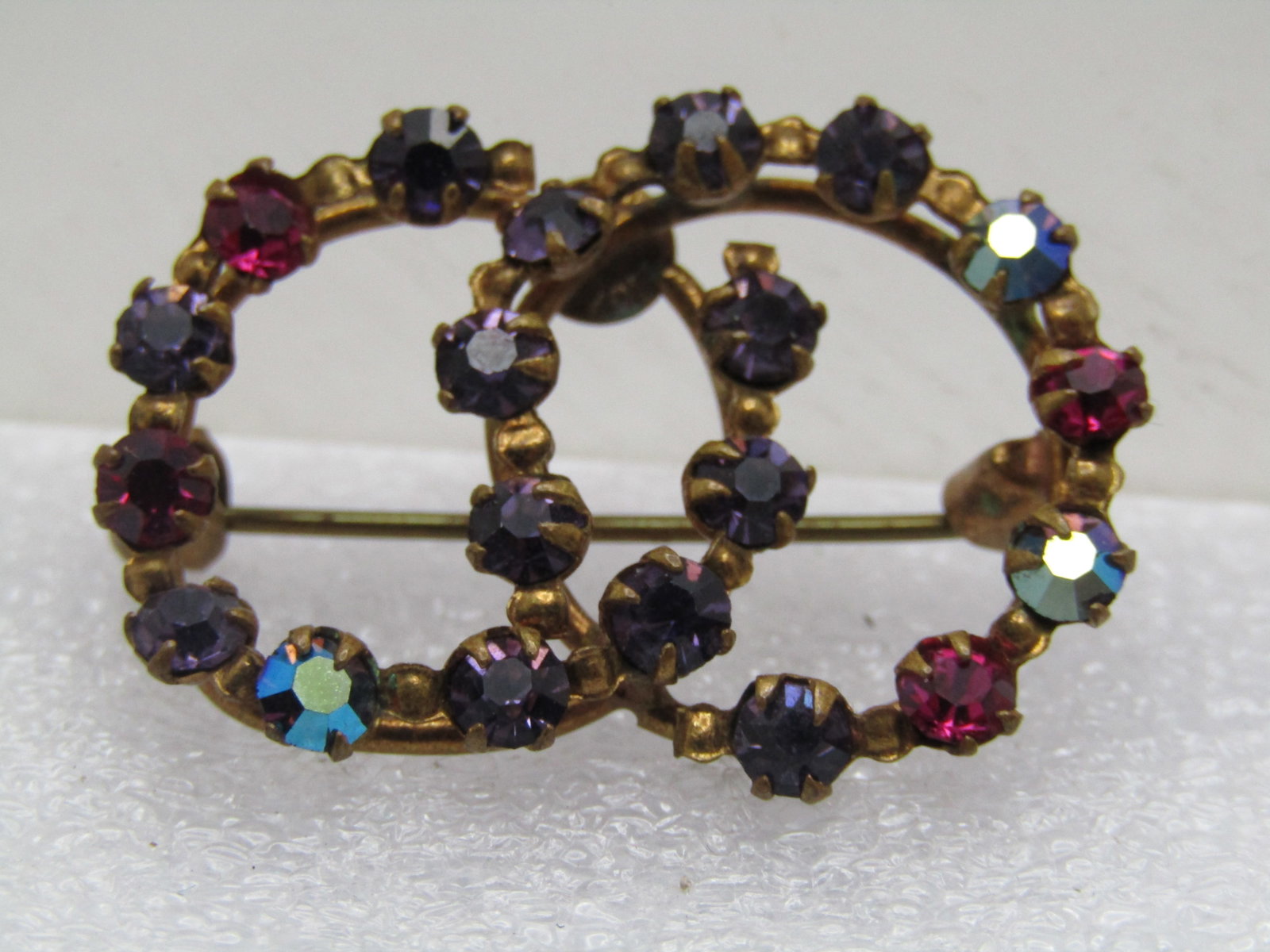 Vintage Austrian Crystal Rhinestone Brooch, Double Circle, 1950's (1 of 5)
