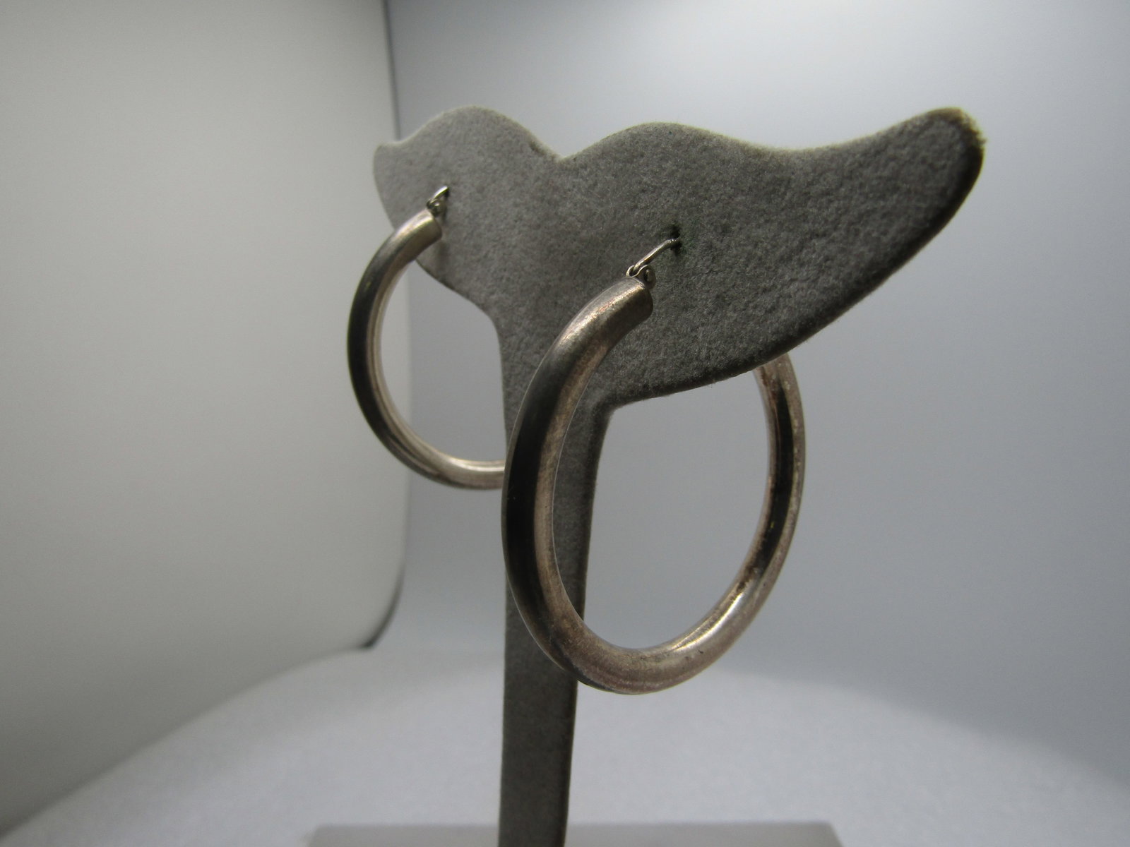 Vintage Sterling Hoope Earrings, Pierced, 1970's, 1980's, Signed, 1.5" - 3