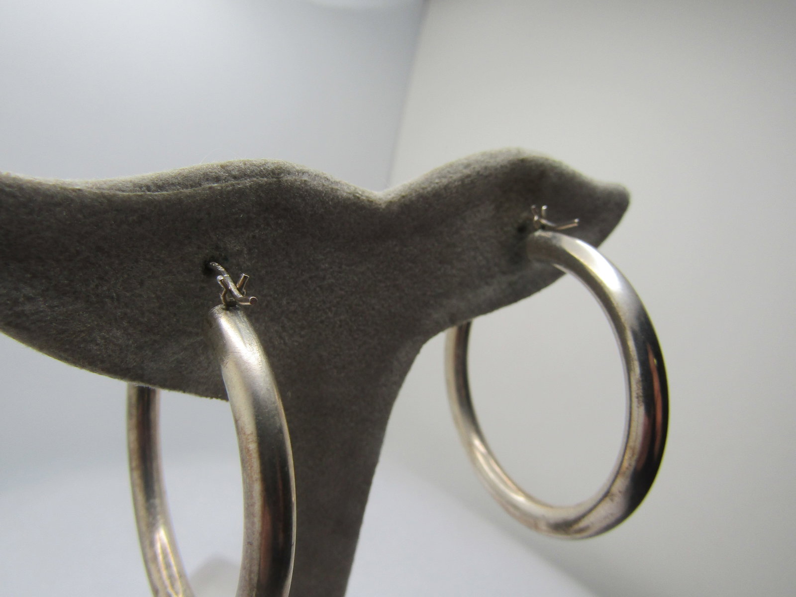 Vintage Sterling Hoope Earrings, Pierced, 1970's, 1980's, Signed, 1.5" - 4
