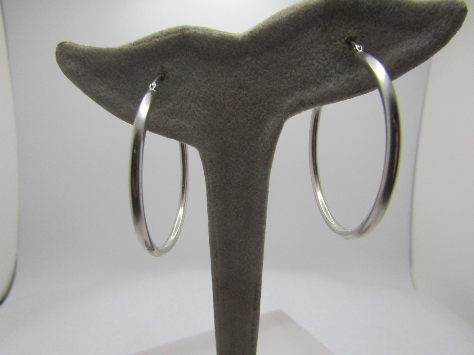 Vintage Sterling Hoop Pierced Earrings, 1.5", 1970's-1980's, Signed (1 of 5)
