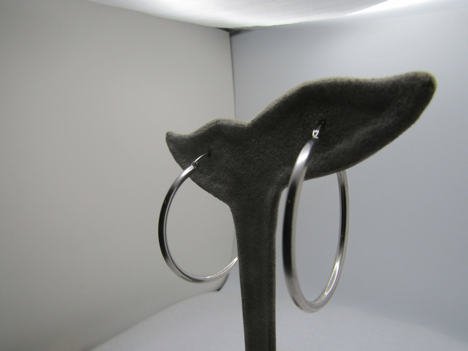 Vintage Sterling Hoop Pierced Earrings, 1.5", 1970's-1980's, Signed - 3