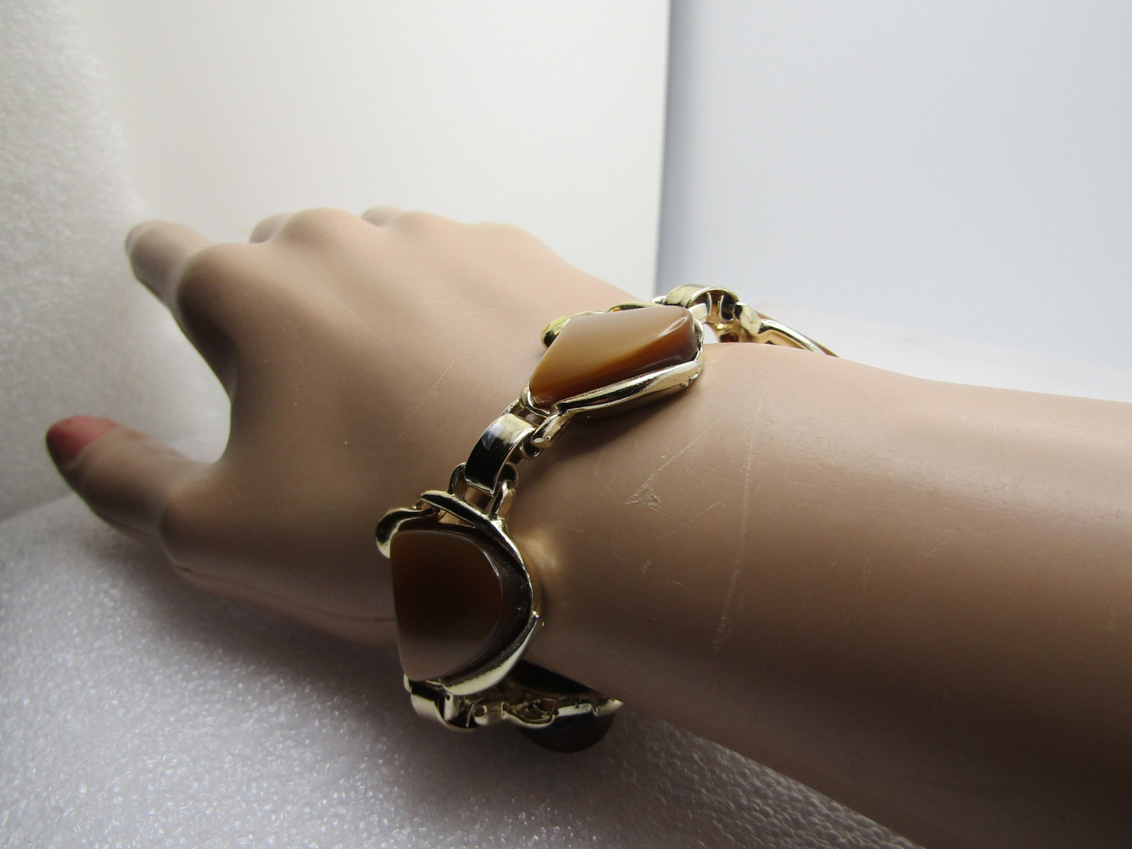 Vintage Brown Thermoset Bracelet, 1960's, 7" - 2