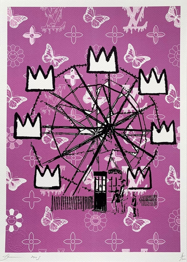 Death NYC Banksy Basquiat: Title:Death NYC Banksy BasquiatDate/Period:21st CenturyMaterials:Giclee on Fine art 300 gsm paperSize:17 3/4 x 12 1/2 inchesDescription:Artist: Death NYC, limited edition giclee on paper, out of eddit