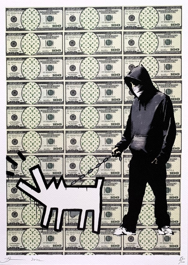 Death NYC Banksy Haring: Title:Death NYC Banksy HaringDate/Period:21st CenturyMaterials:Giclee on Fine art 300 gsm paperSize:17 3/4 x 12 1/2 inchesDescription:Artist: Death NYC, limited edition giclee on paper, out of edditio