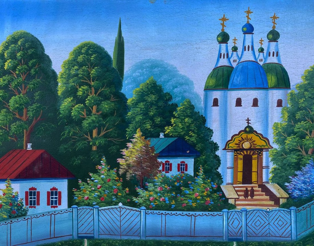 Oil painting Sunday trip to church Unknown artist - 2