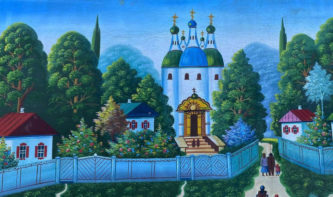 Oil painting Sunday trip to church Unknown artist - 5