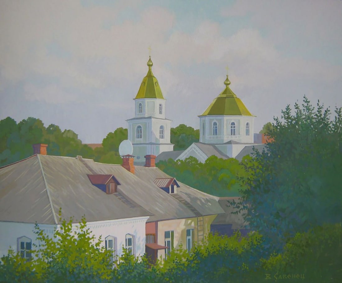 Acrylic painting City Church Valery Savenets: Title: Acrylic painting City Church Valery Savenets Description: NoSav 346*** ABOUT THIS PAINTING **** TITLE: "City Church"* ARTISTS: Valery Savenets* SIZE: 50x60 cm/'19.68x23.62 inches'* MEDIUM: acry