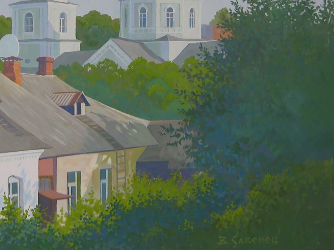 Acrylic painting City Church Valery Savenets - 2