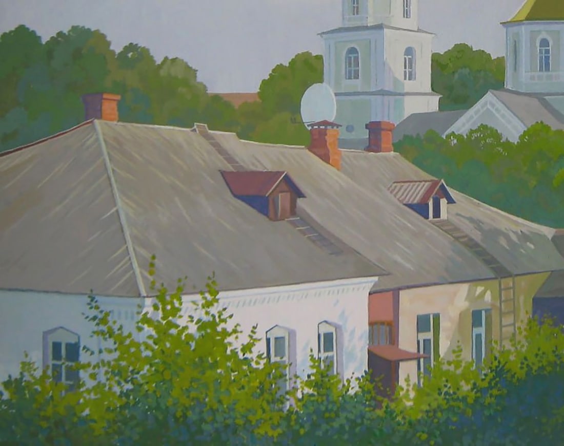 Acrylic painting City Church Valery Savenets - 3