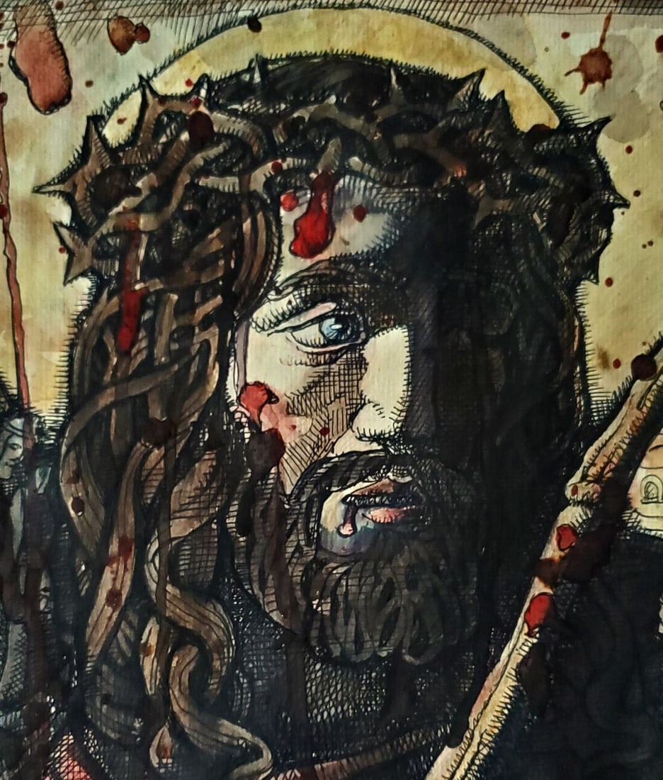 Ink painting Christ before Pilate Daniil Litvinov - 2