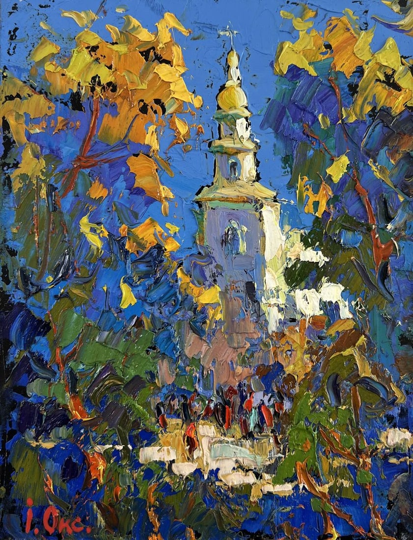 Oil painting Church in the embrace of nature Oksana Kalenyuk - 3