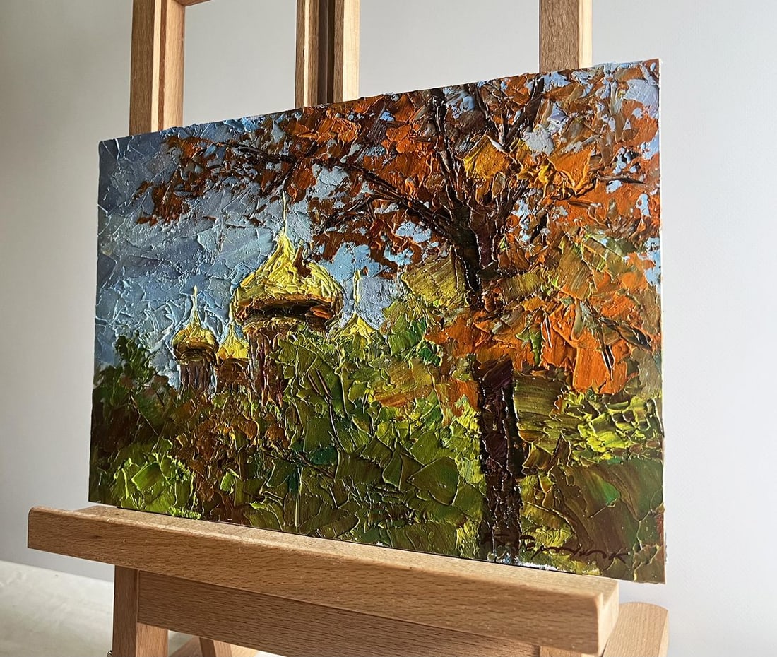 Oil painting Golden domes behind the trees Boris Serdyuk - 2