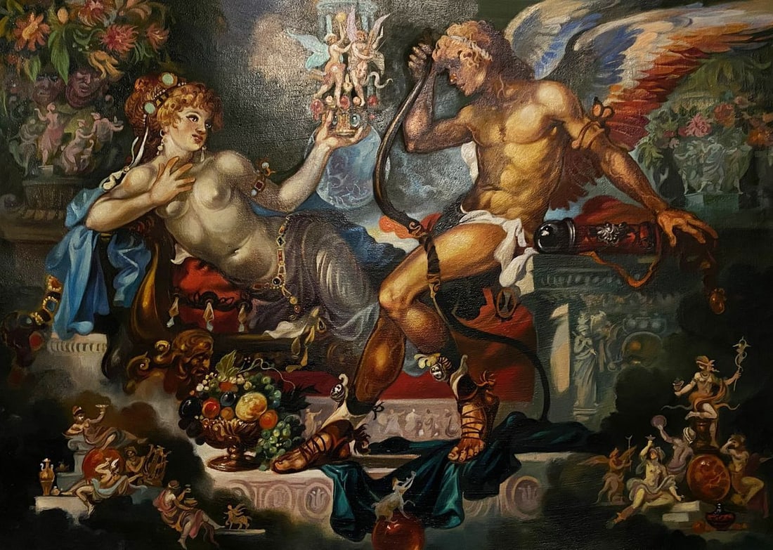 Oil painting Cupid and Psyche Alexander Arkadievich Litvinov: Title: Oil painting Cupid and Psyche Alexander Arkadievich Litvinov Description: NoLitv 160 *** ABOUT THIS PAINTING *** * TITLE: "Cupid and Psyche" * ARTISTS: Alexander Arkadievich Litvinov * SIZE: 70