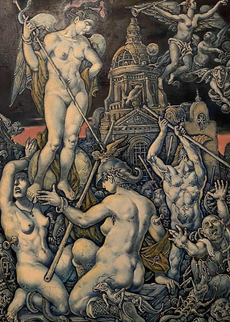 Oil painting Destruction Litvinov Oleg Arkad'yevich: Title: Oil painting Destruction Litvinov Oleg Arkad'yevich Description: NoLitv 429 *** ABOUT THIS PAINTING *** * TITLE: "Destruction" - Left part * ARTISTS: Litvinov Oleg Arkad'yevich * SIZE: 61x85 cm