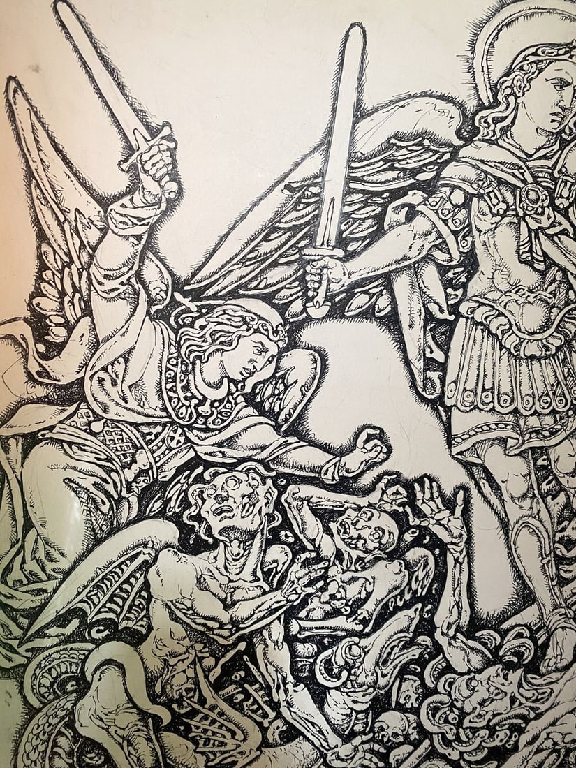 Ink painting Michael the Archangel Litvinov Oleg Arkad'yevich - 7