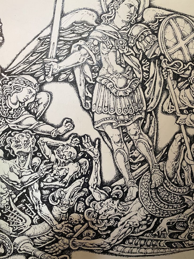 Ink painting Michael the Archangel Litvinov Oleg Arkad'yevich - 8