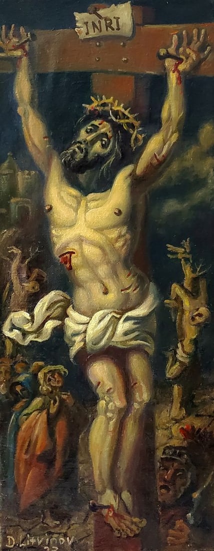 Oil painting Calvary Litvinov Daniil Olegovich: Title: Oil painting Calvary Litvinov Daniil Olegovich Description: NoLitv 1153*** ABOUT THIS PAINTING **** TITLE: "Calvary"* ARTISTS: Litvinov Daniil Olegovich* SIZE: 53x21 cm/'20.86x8.26 inches'* MED