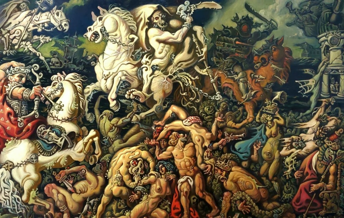 Oil painting Horsemen of the Apocalypse Litvinov Daniil Olegovich: Title: Oil painting Horsemen of the Apocalypse Litvinov Daniil Olegovich Description: NoLitv 1161*** ABOUT THIS PAINTING **** TITLE: "Horsemen of the Apocalypse"* ARTISTS: Litvinov Daniil Olegovich* S