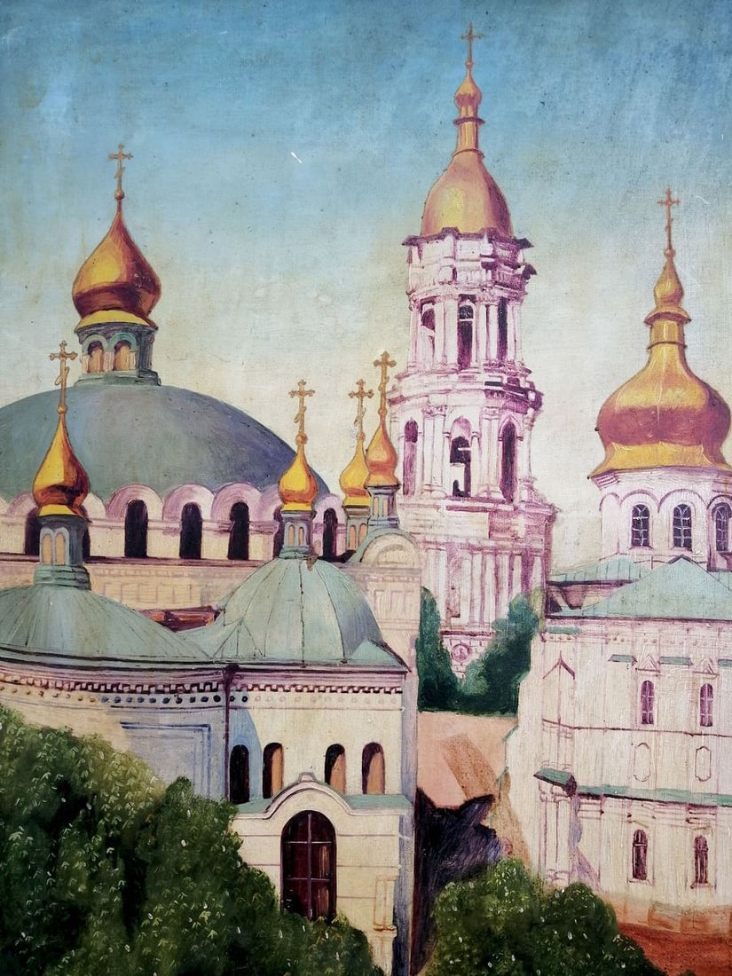 Oil painting Church landscape Unknown artist - 2