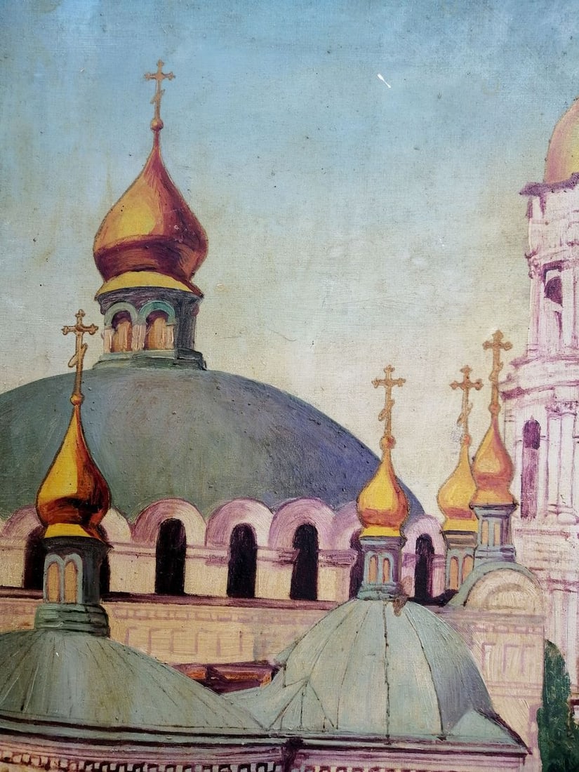 Oil painting Church landscape Unknown artist - 3