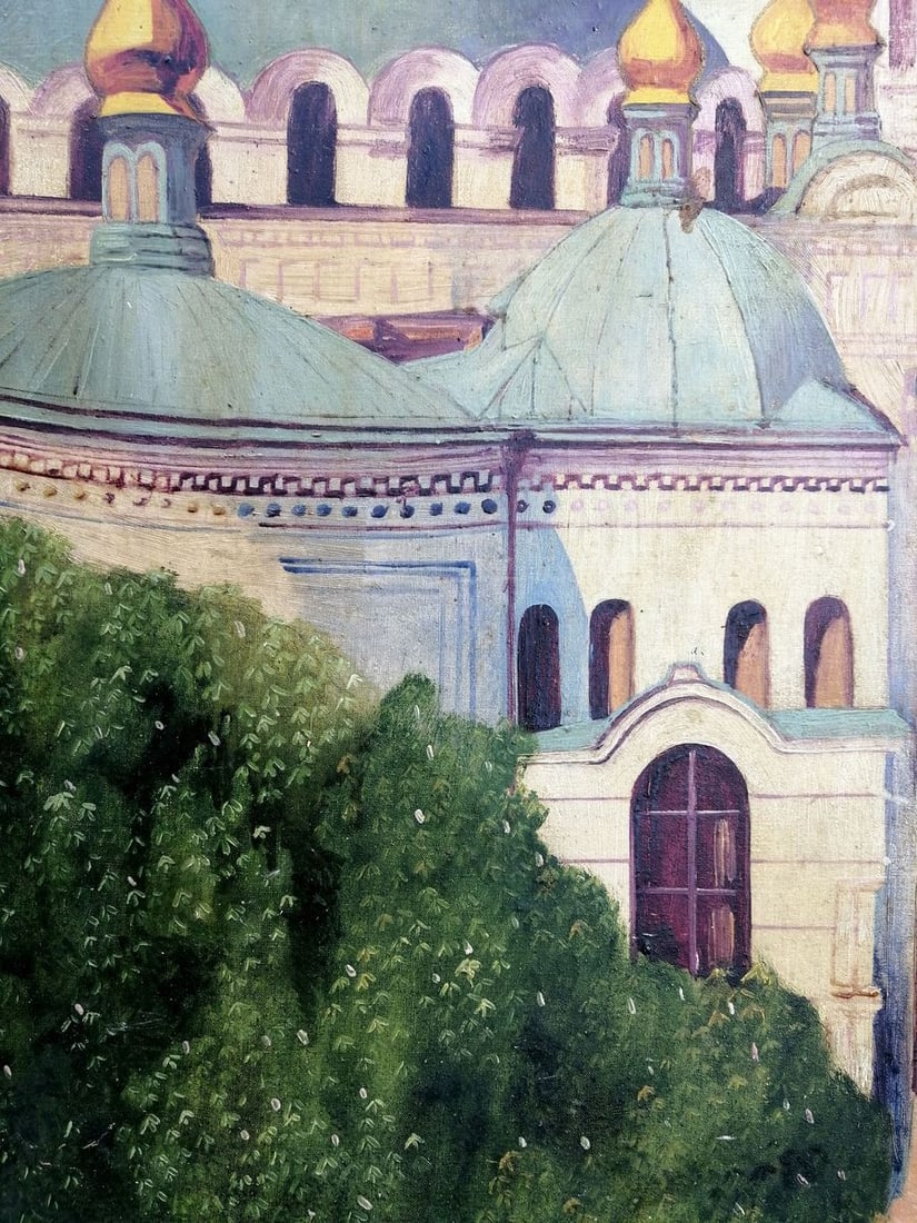 Oil painting Church landscape Unknown artist - 4