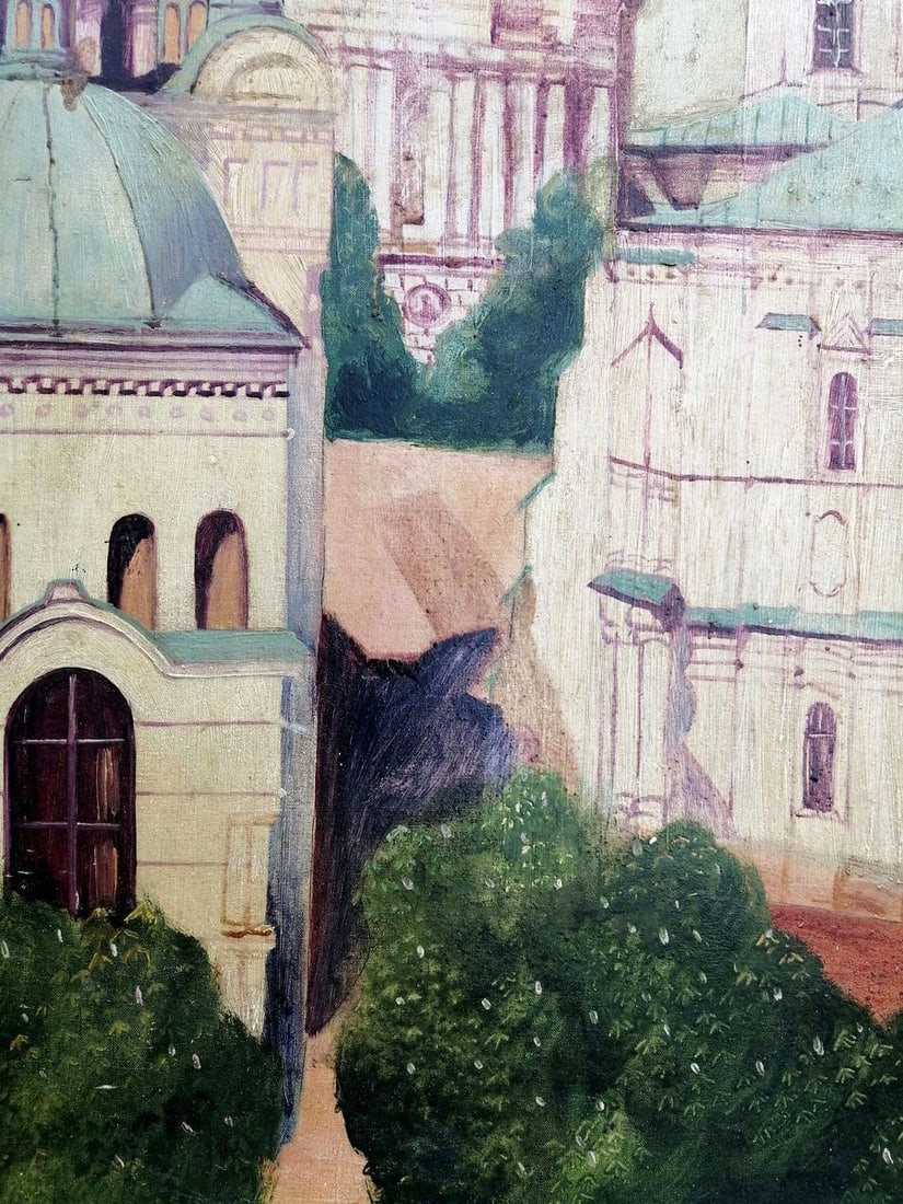 Oil painting Church landscape Unknown artist - 5