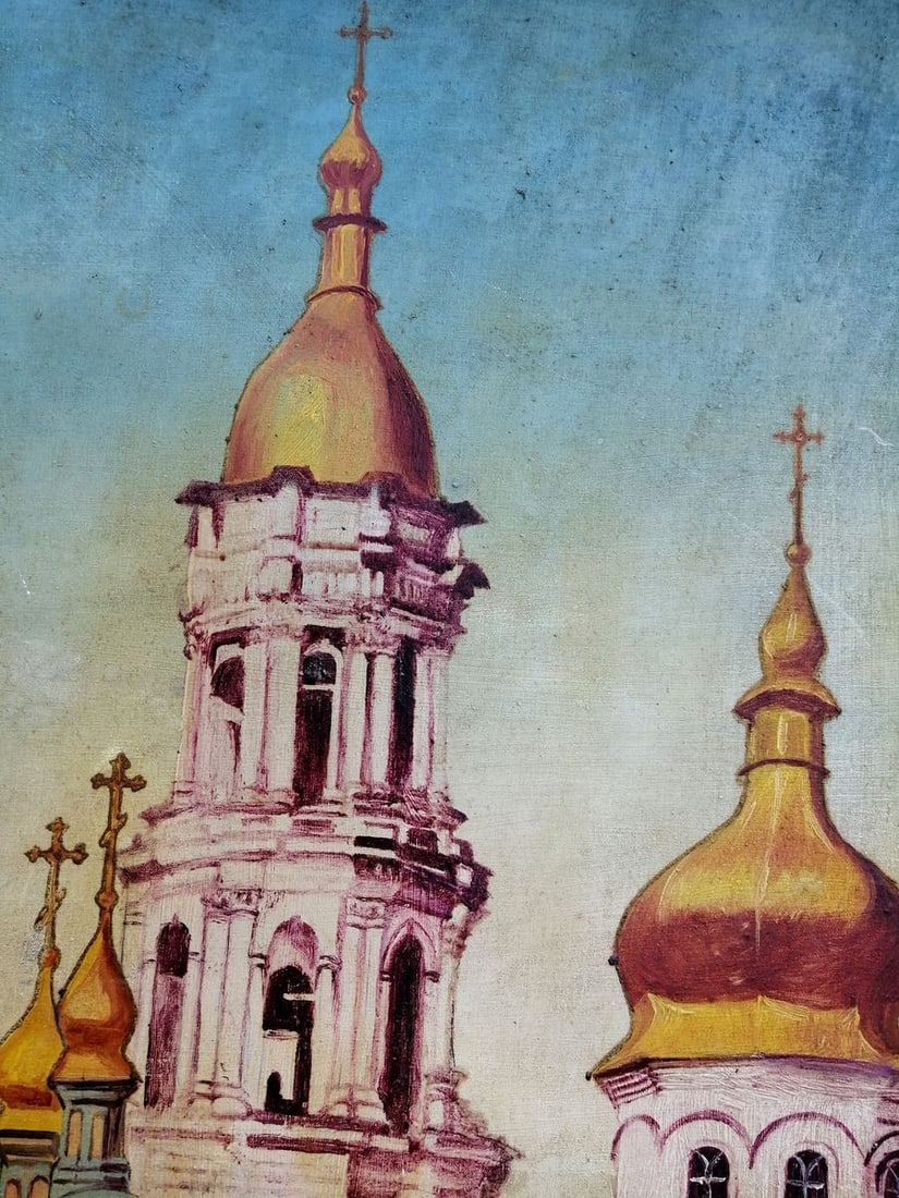 Oil painting Church landscape Unknown artist - 6
