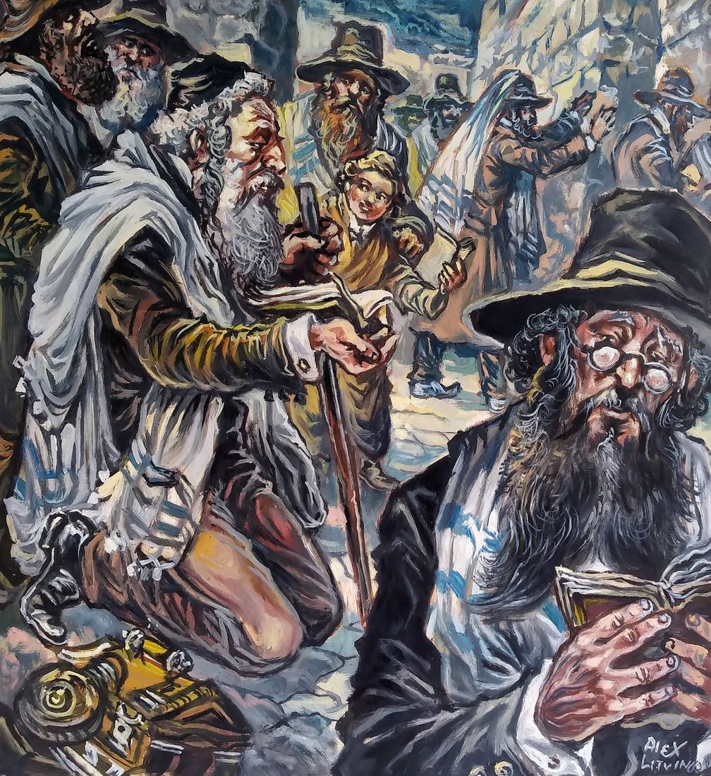 Oil painting On the square Alexander Arkadievich Litvinov: Title: Oil painting On the square Alexander Arkadievich Litvinov Description: No1191 *** ABOUT THIS PAINTING *** * TITLE: "Jews On the square" * ARTISTS: Alexander Arkadievich Litvinov * SIZE: 52.5x55