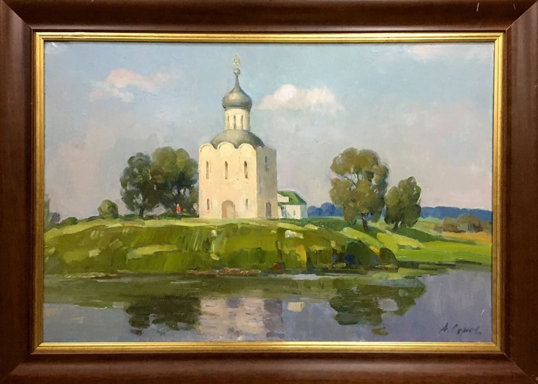 Oil painting Church landscape Strelov Arkady Efimovich (1 of 9)